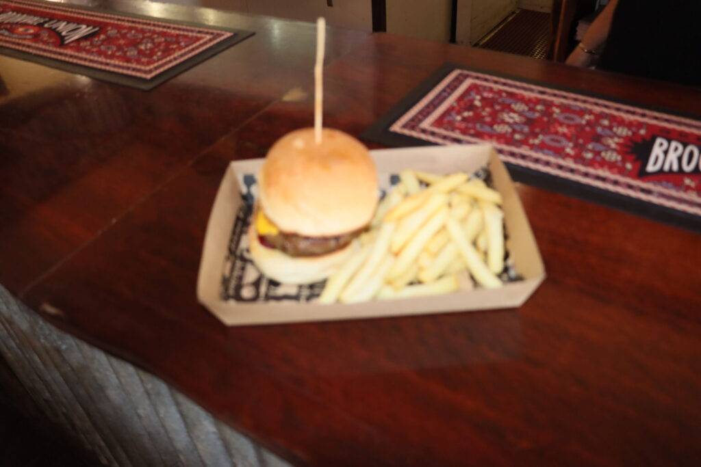 Burger and chips (public bar Menu) Maryvale Crown Hotel 