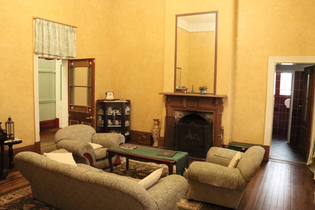 Hotel has many pieces of antique furniture and lounge rooms with fire places, pool room with fire place, function room 