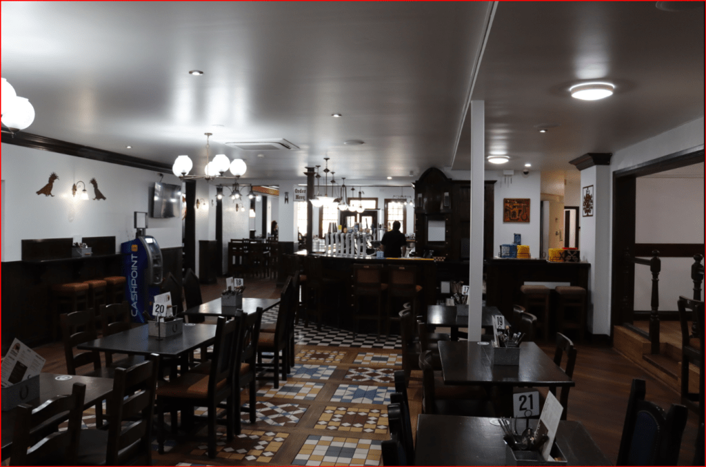 tile floor and great selection of beers on tap