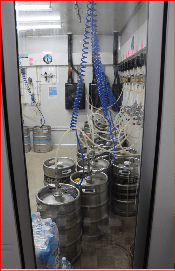 view into the Hotels cellar-keg room