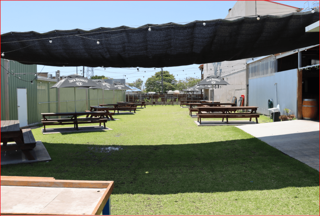 The beergarden is huge with a pizza oven and live music